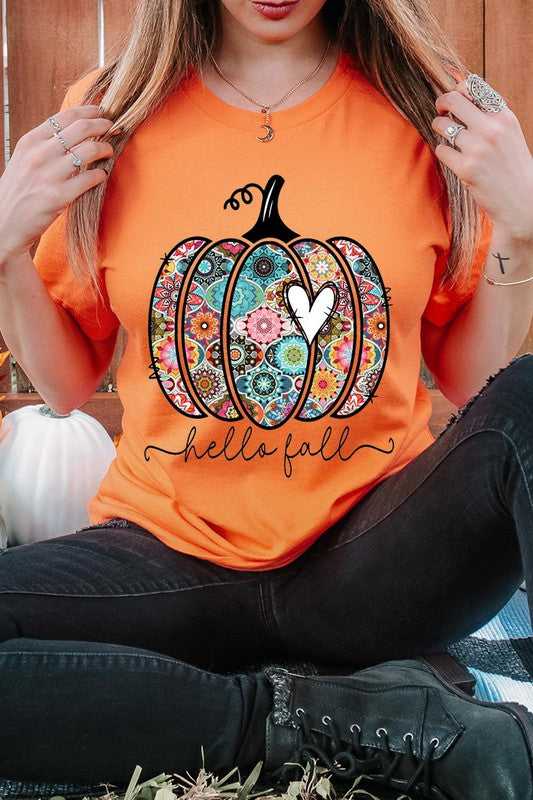 Boho Hello Fall Pumpkin Tee