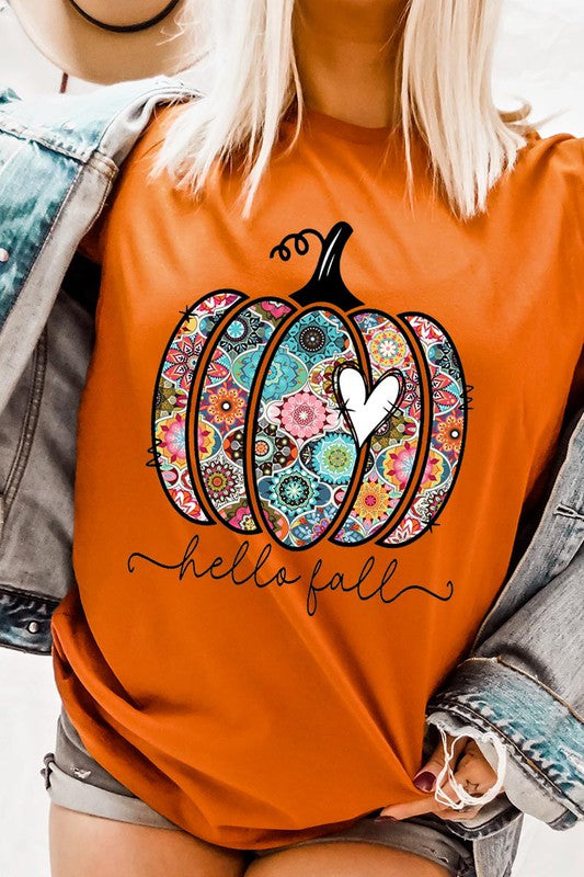 Boho Hello Fall Pumpkin Tee