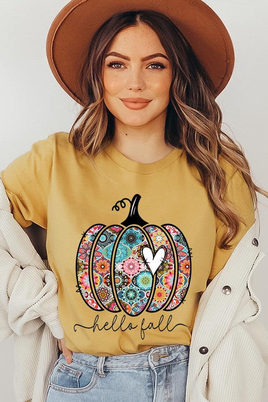 Boho Hello Fall Pumpkin Tee