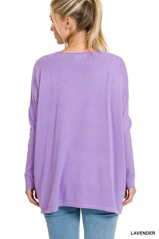 Zenana Oversized Front Pocket Sweater