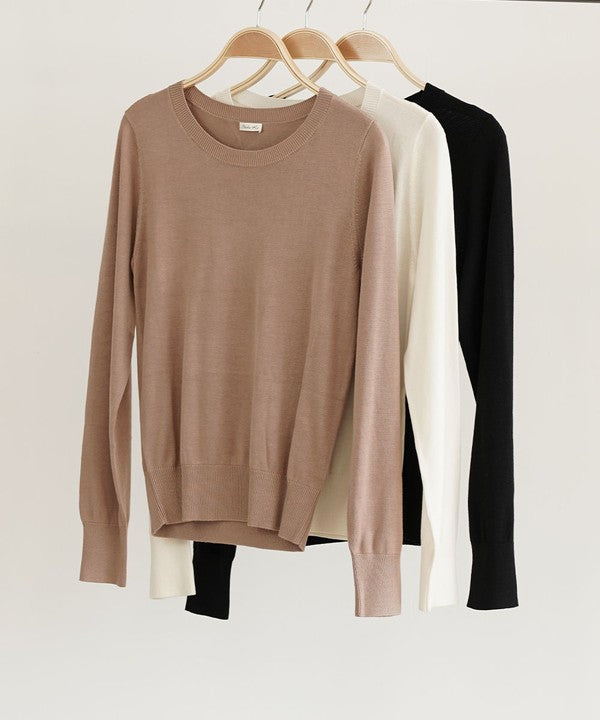 FABINA BAMBOO LIGHTWEIGHT CREW NECK SWEATER