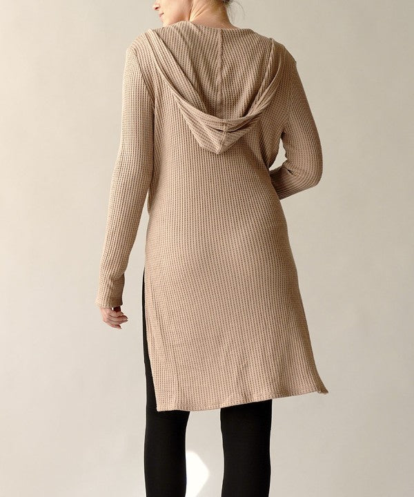 FABINA BAMBOO WAFFLE SLIM CARDIGAN WITH A HOODIE