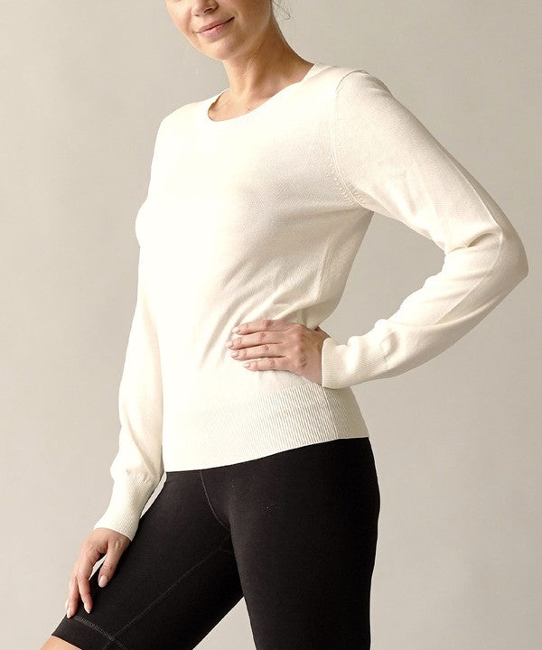 FABINA BAMBOO LIGHTWEIGHT CREW NECK SWEATER