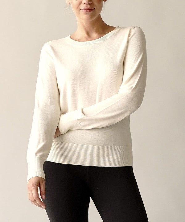 FABINA BAMBOO LIGHTWEIGHT CREW NECK SWEATER