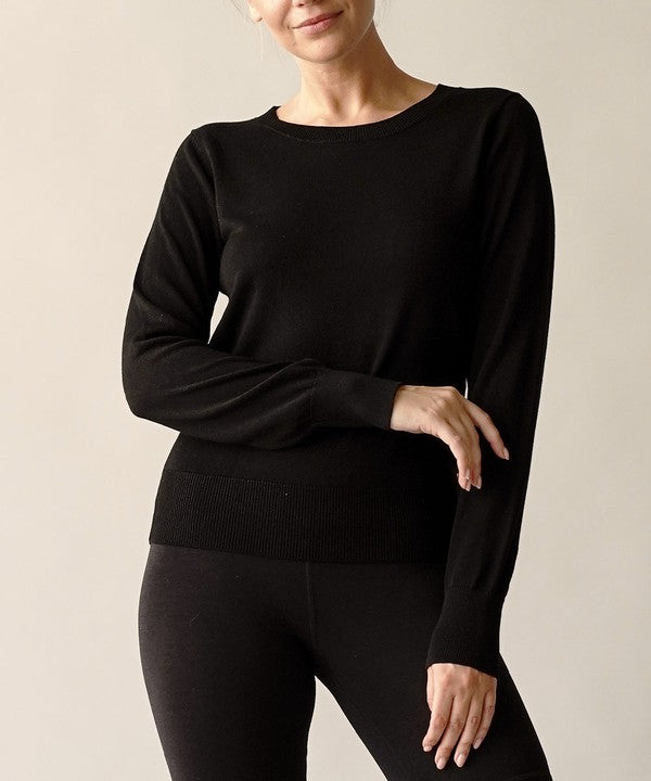 FABINA BAMBOO LIGHTWEIGHT CREW NECK SWEATER