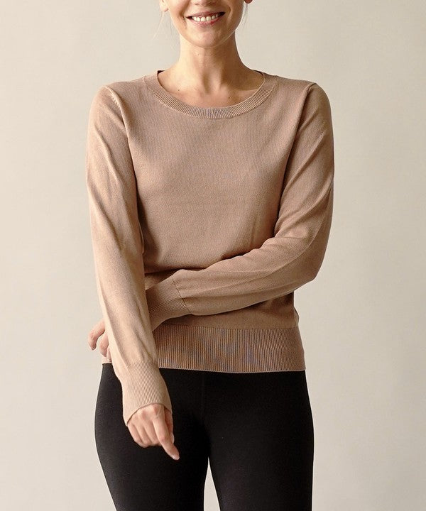 FABINA BAMBOO LIGHTWEIGHT CREW NECK SWEATER