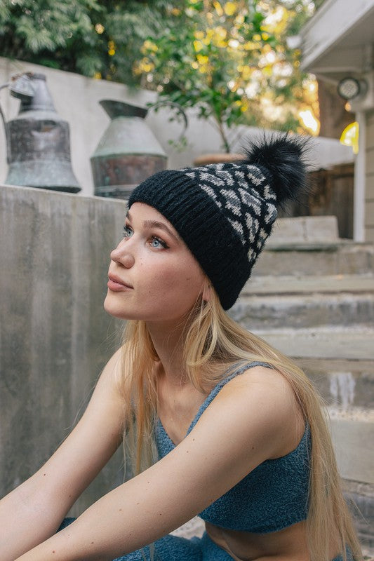 Leopard Knit Beanie