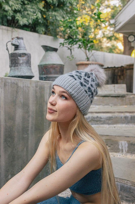 Leopard Knit Beanie