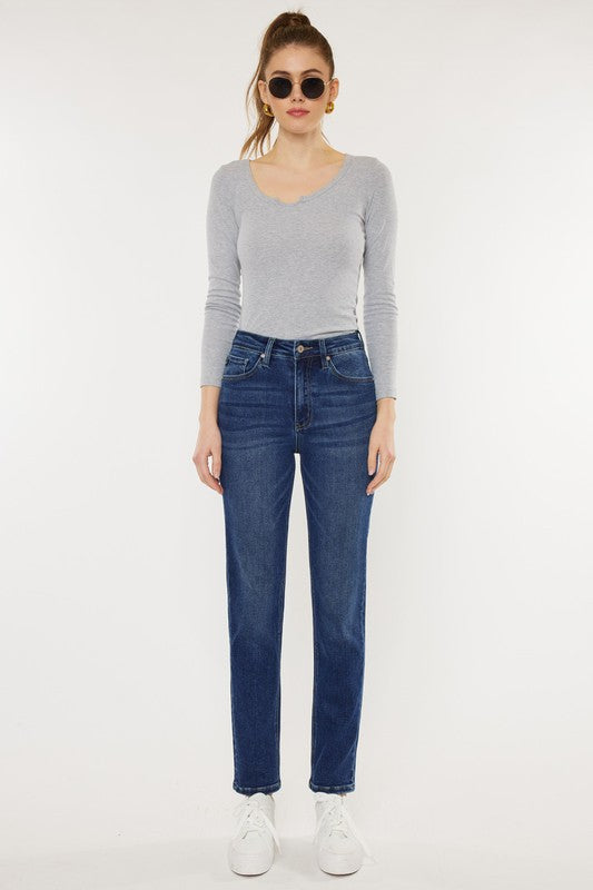 Kan Can High Rise Slim Straight Jeans