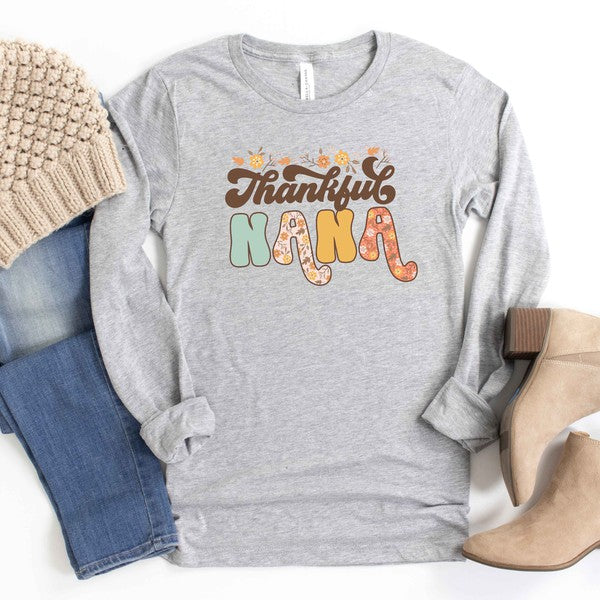 Thankful Nana Floral Long Sleeve Graphic Tee