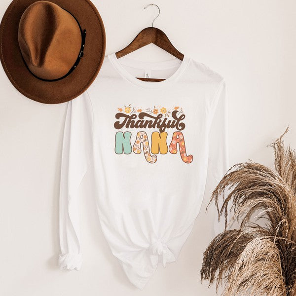 Thankful Nana Floral Long Sleeve Graphic Tee