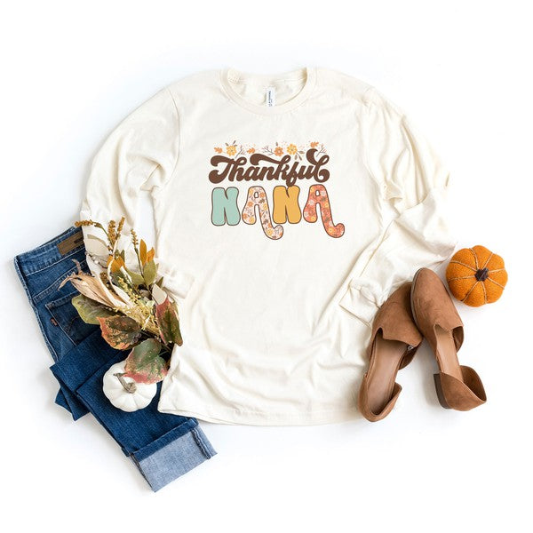 Thankful Nana Floral Long Sleeve Graphic Tee