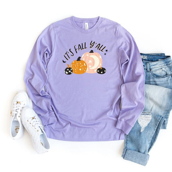 Boho It's Fall Y'all Pumpkins Long Sleeve Tee