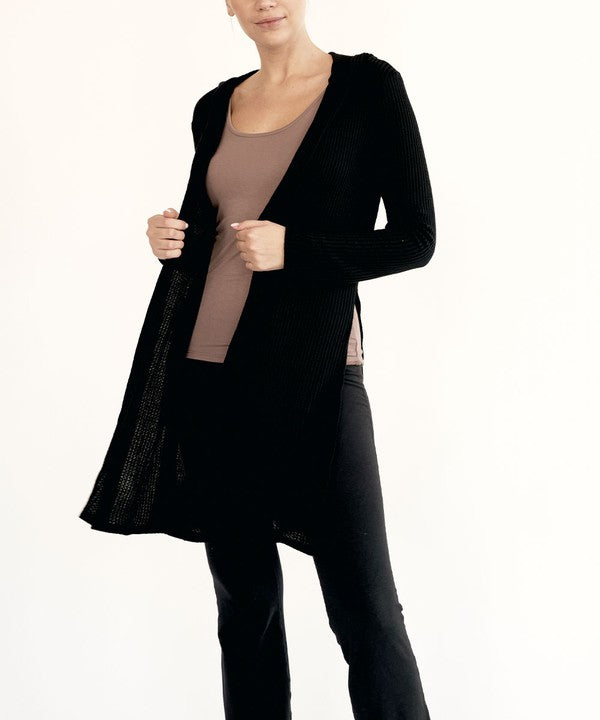 FABINA BAMBOO WAFFLE SLIM CARDIGAN WITH A HOODIE