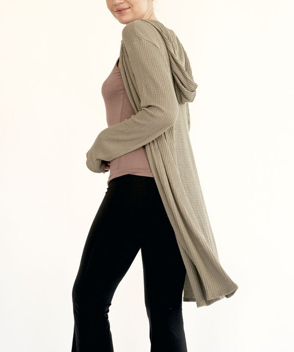 FABINA BAMBOO WAFFLE SLIM CARDIGAN WITH A HOODIE