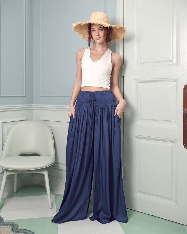 Jade by Jane Boho Ruched waist wide leg pants