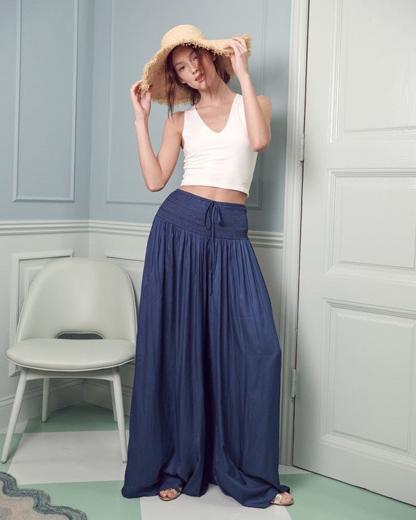 Jade by Jane Boho Ruched waist wide leg pants