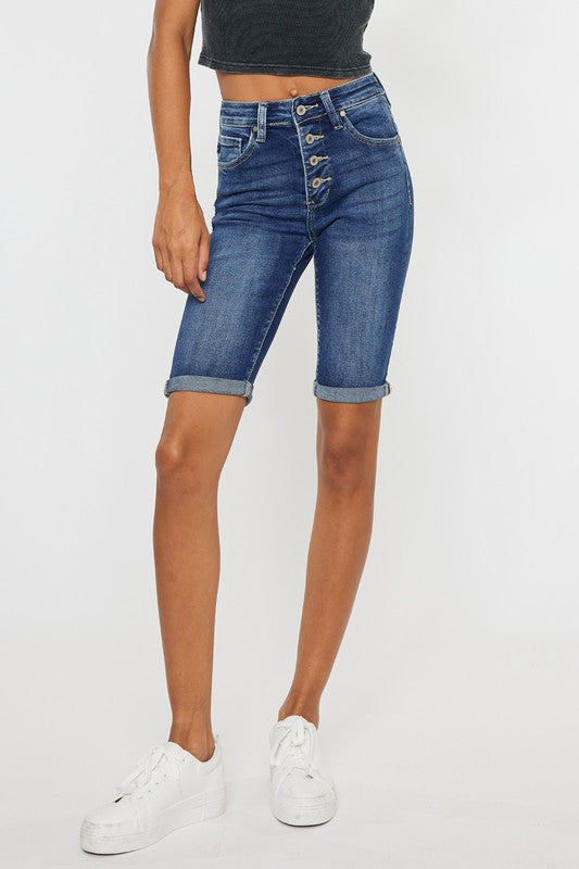 Kan Can High Rise Cuff Bermuda Jeans