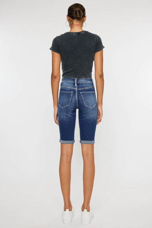 Kan Can High Rise Cuff Bermuda Jeans