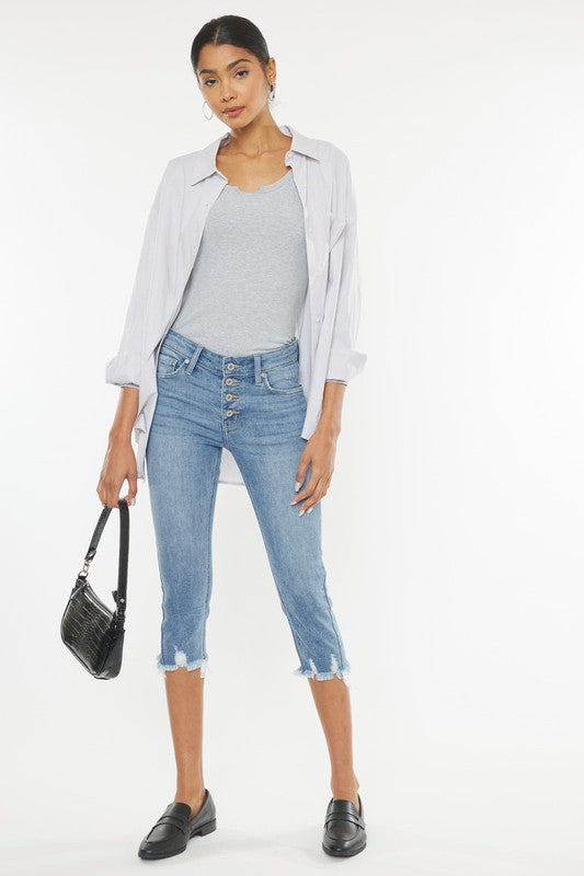 Kan Can Mid Rise Capri Jean Pants