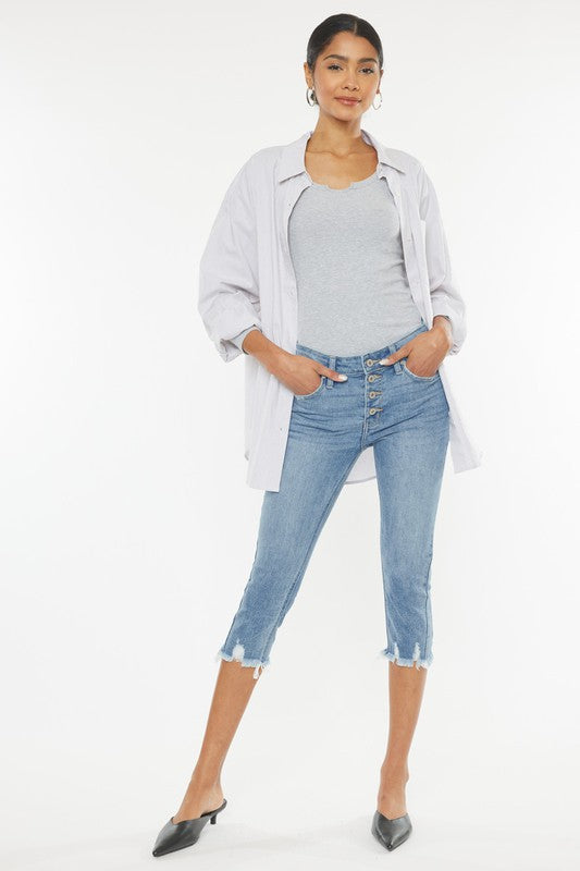 Kan Can Mid Rise Capri Jean Pants