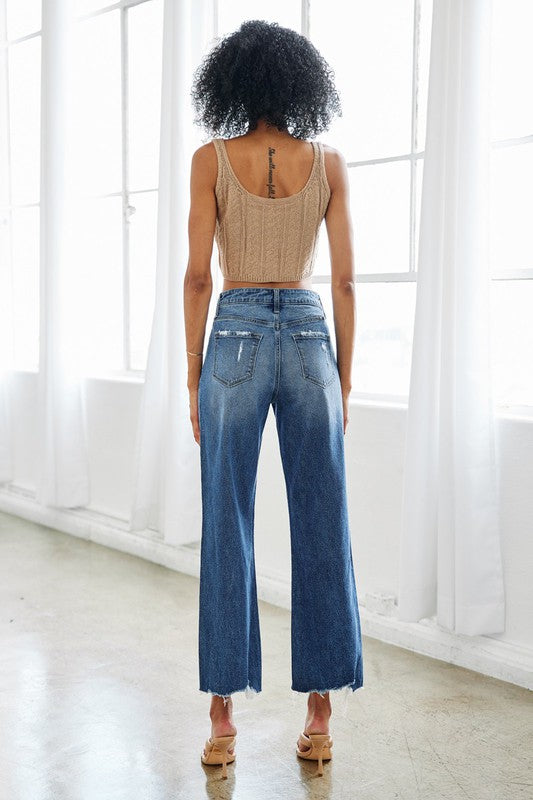 Kan Can High Rise Slim Wide Leg Jeans