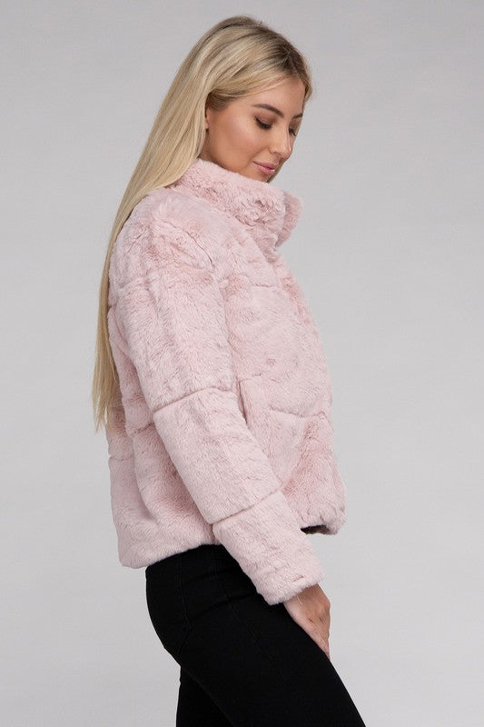 Ambiance Fluffy Zip-Up Jacket