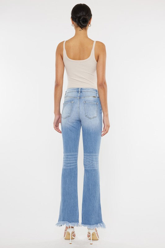 Kan Can High Rise Leg Distress Bootcut Jeans