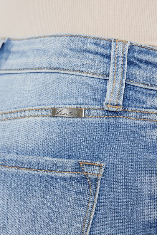 Kan Can High Rise Leg Distress Bootcut Jeans