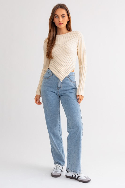 Le Lis Asymmetrical Hem Knit Top