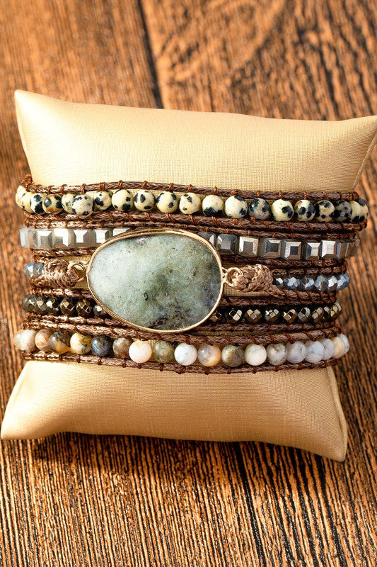 Handcrafted 34 inch natural stone Boho bracelet