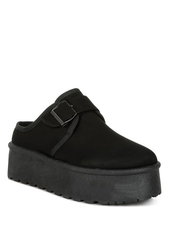 London Rag Mayfield Buckle Strap Fur Platform Classic Slip-On - Boho Soho