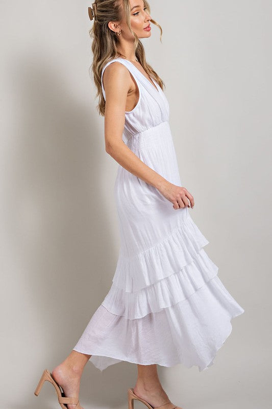 V-Neck Ruffle Maxi Dress