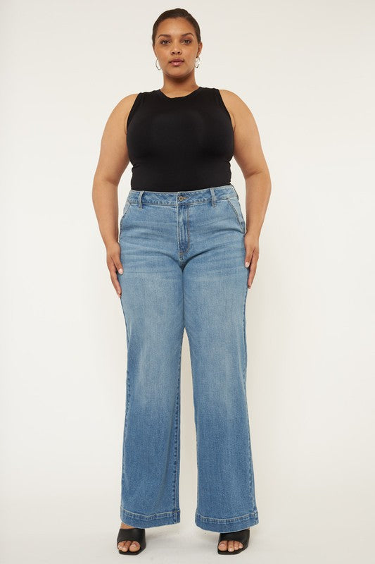 Kan Can Plus High Rise Trouser Wide Leg Jeans