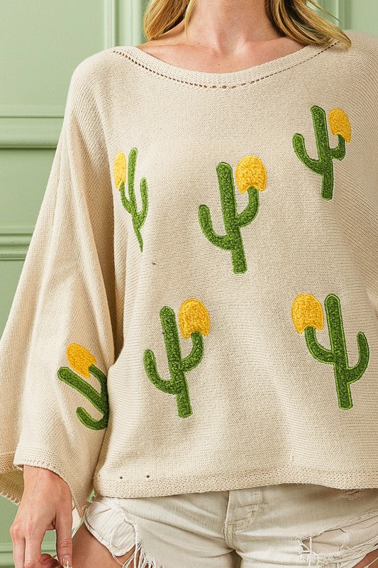 BIBI Cactus Embroidered Sweater