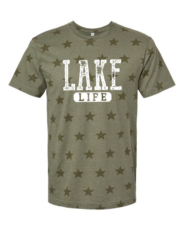 Stars Distressed Lake Life Graphic Tee