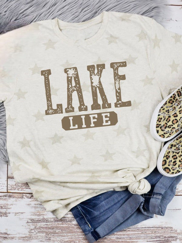 Stars Distressed Lake Life Graphic Tee