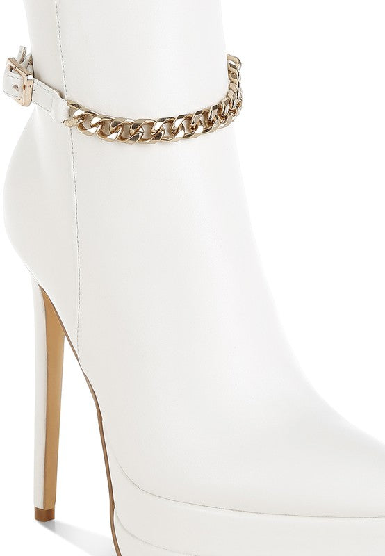 London Rag Luxe Narok Metallic Chain Detail Boots