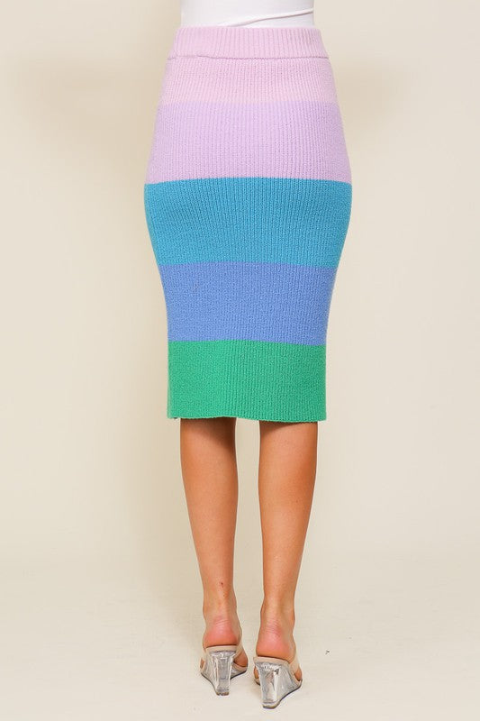 Timing High-Waisted Midi Sweater Multicolor Skirt