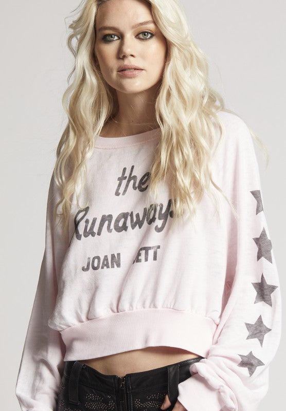 Recycled Karma Joan Jett The Runaways Cropped Sweatshirt