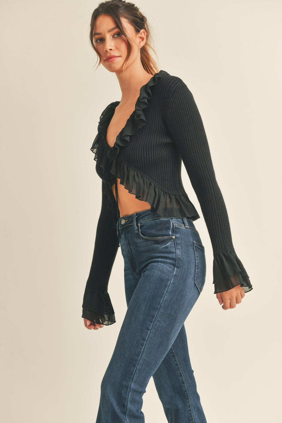 MABLE RUFFLE TIE FRONT TOP - Boho Soho