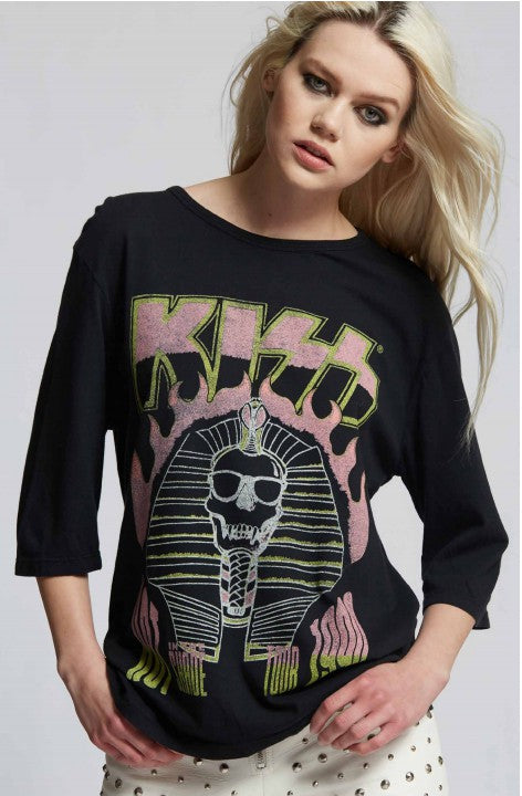 RECYCLED KARMA Kiss Hot in the Shade Tour 3/4 Sleeve Tee