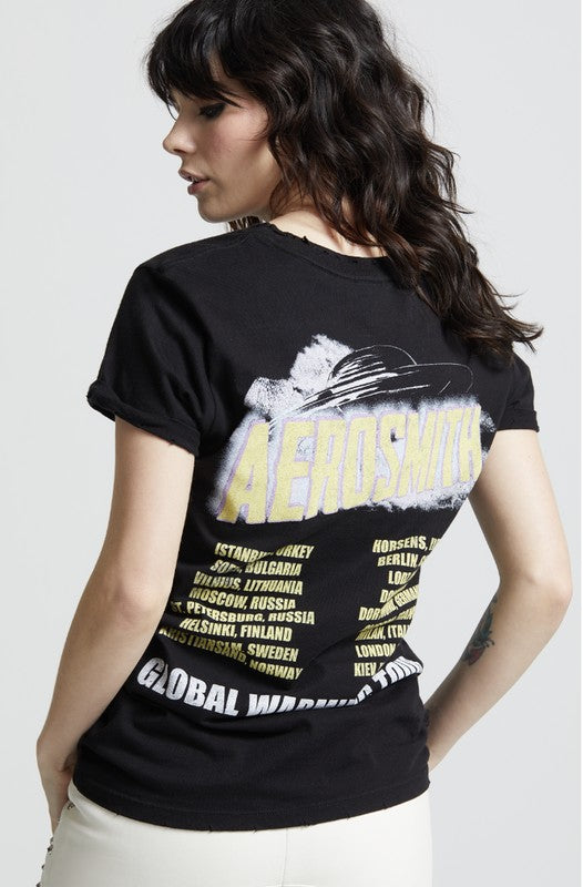 Recycled Karma Aerosmith Band Logo Fitted Tee