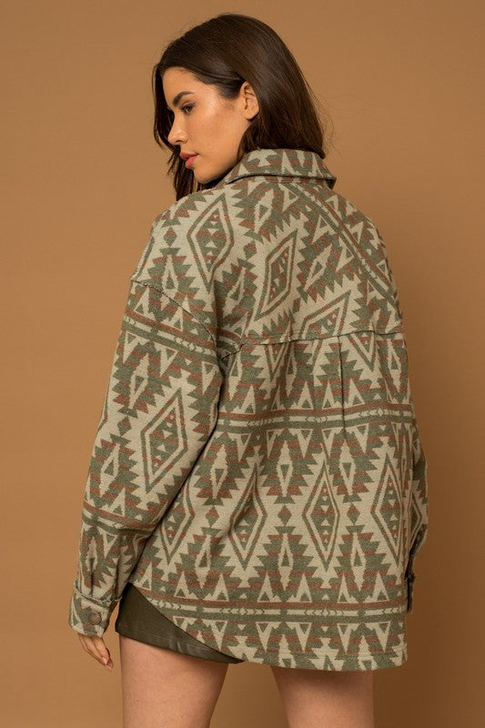 Gilli 3D Pocket Aztec Print Shacket