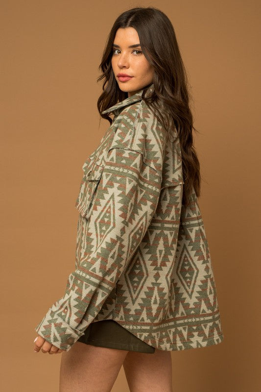 Gilli 3D Pocket Aztec Print Shacket