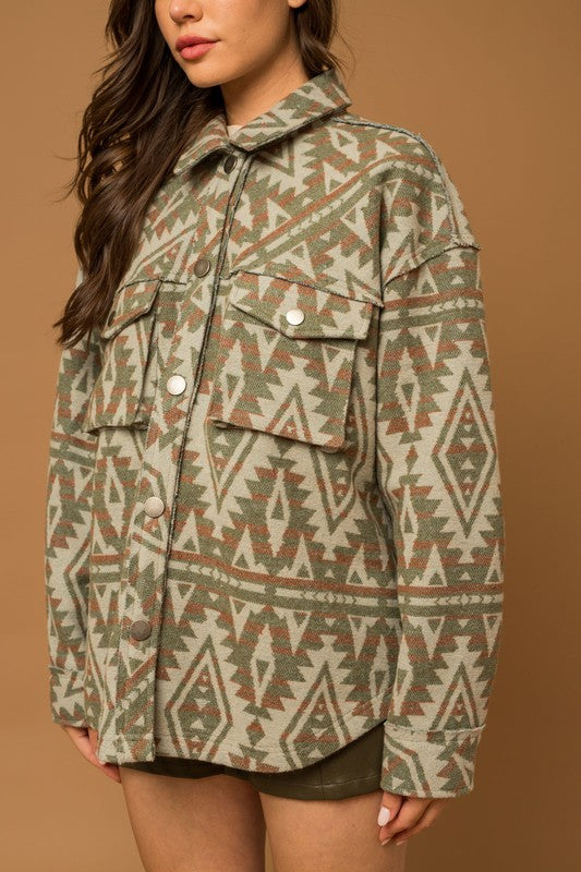 Gilli 3D Pocket Aztec Print Shacket