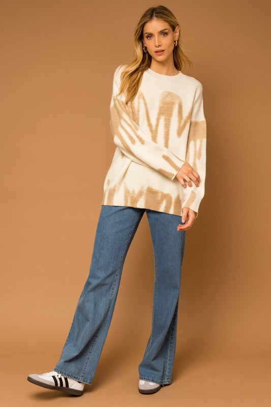 Gilli Long Sleeve Spray Print Sweater