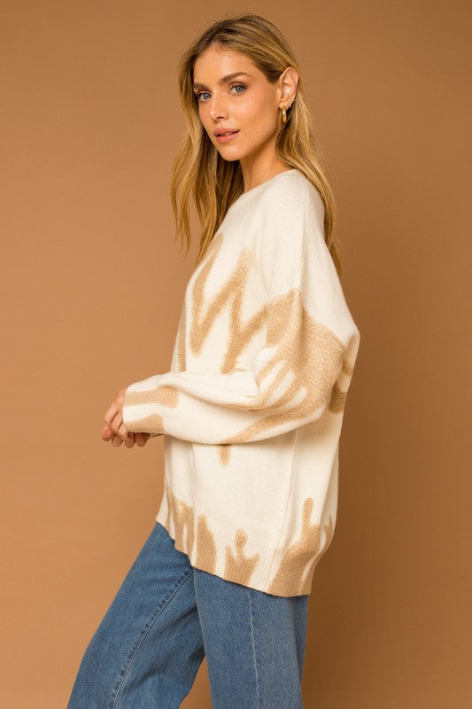 Gilli Long Sleeve Spray Print Sweater