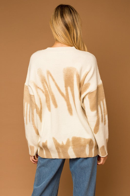 Gilli Long Sleeve Spray Print Sweater