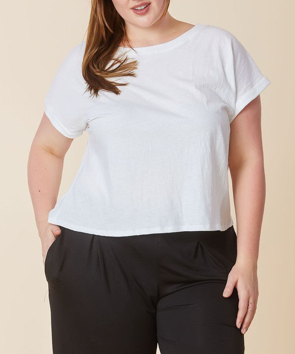 FABINA RECYCLED COTTON CROP TEE PLUS SIZE